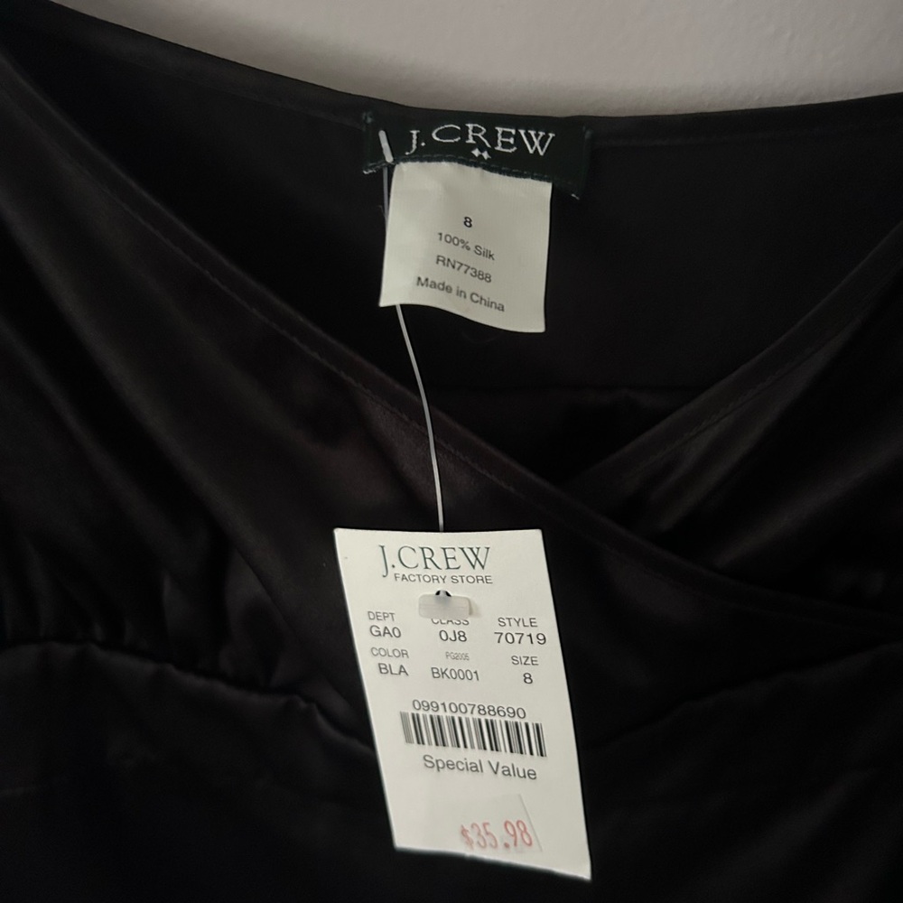 J.Crew 100% Silk Cami, Black, Side Zip, Size 8 - Picture 3 of 5